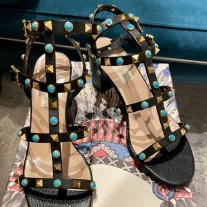 Valentino Rock Stud Cage Sandal 37.5
